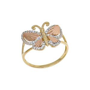 Lady Butterfly Ring Cubic Zirconia Yellow and Rose Gold 14k